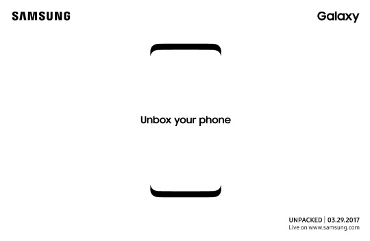 삼성전자는 내달 29일 미국 뉴욕에서 '삼성 갤럭시 언팩(Unpacked)' 행사를 열고 갤럭시S8을 공개한다고 밝혔다. 사진은 회사가 26일(현지시간) 스페인 바르셀로나 까탈루냐 콩그레스 센터에서 열린 프레스 컨퍼런스에서 공개한 갤럭시 언팩 공식 초청장이다. <삼성전자 제공>